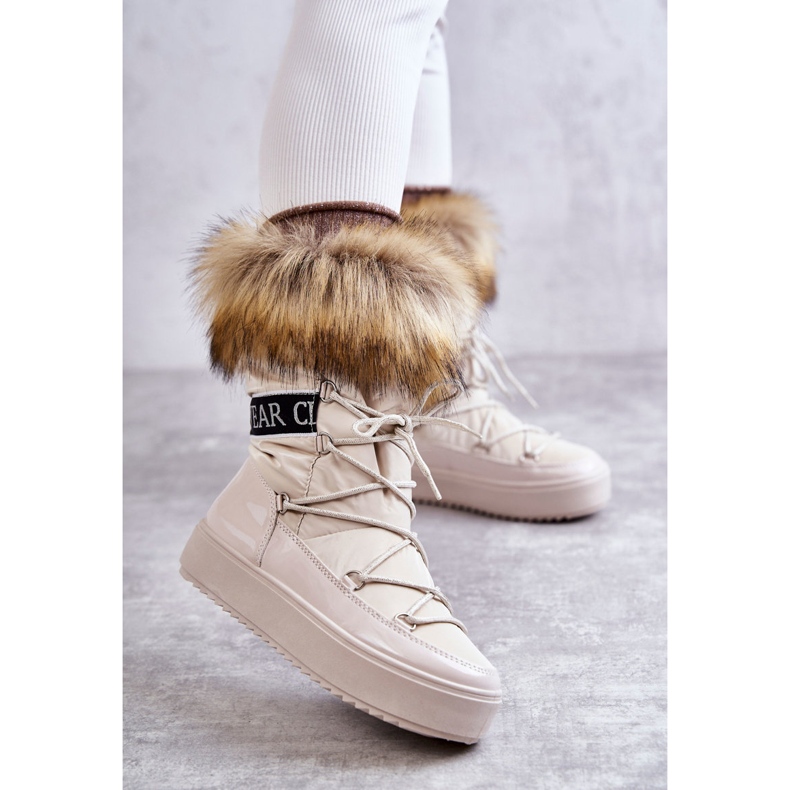 FM1 Stivali da neve stringati da donna Beige Santero 1