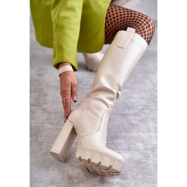 WS1 Stivali alla moda in ecopelle su piattaforma Isabell beige 2