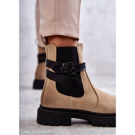 FE1 Stivali caldi da donna Stivali Jodhpur con cintura Beige Jose 2