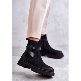 FE1 Stivali caldi da donna Stivali Jodhpur con cintura nera Jose nero 1
