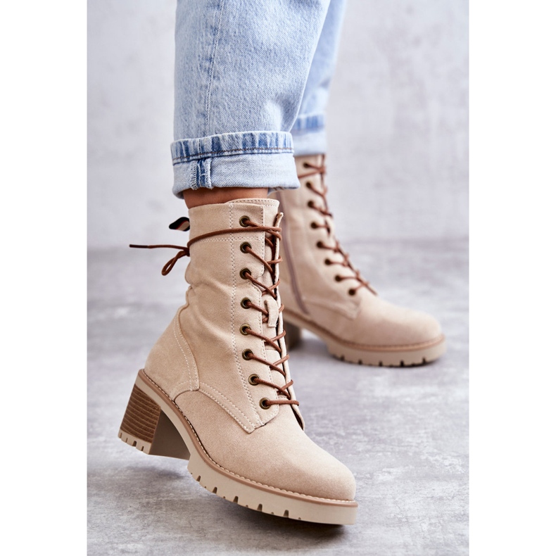 FE1 Stivali caldi da donna su tacchi alti Beige Julieta 1