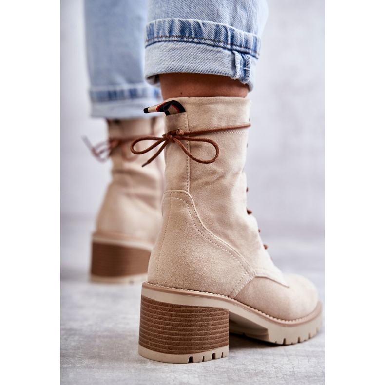 FE1 Stivali caldi da donna su tacchi alti Beige Julieta 2