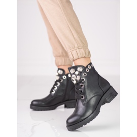 Stivali stringati da donna con decorazioni Shelovet nero 1