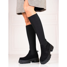 Stivali Shelovet da donna con tomaia flessibile nera nero 1
