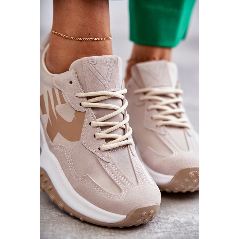 Vinceza Scarpe sportive stringate beige da donna marrone 1