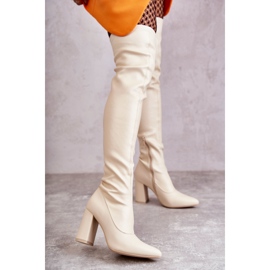 Stivali in pelle con tacco alto Casto beige 1