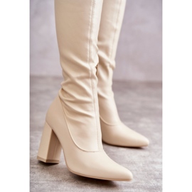 Stivali in pelle con tacco alto Casto beige 2