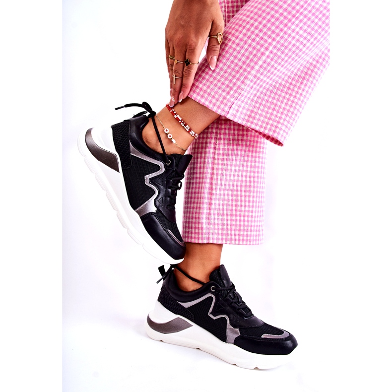 Sneaker sportivi neri alla moda femminile nero 2