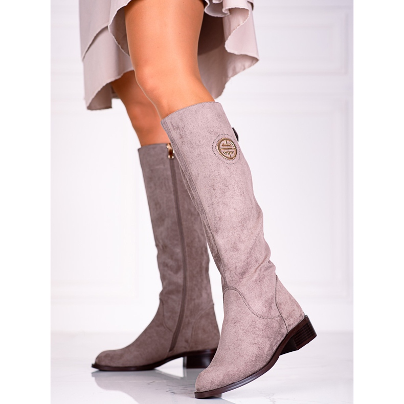 Stivali da donna con cursore Shelovet decorativo beige 1