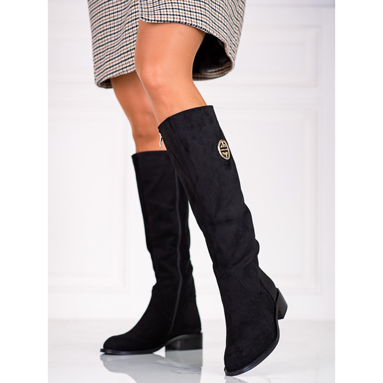 Stivali neri da donna con cerniera Shelovet decorativa nero 2