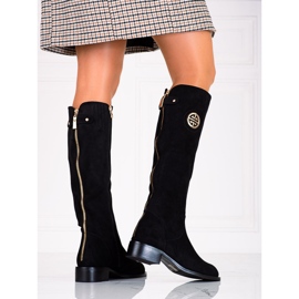 Stivali neri da donna con cerniera Shelovet decorativa nero 1