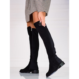 Stivaletti Shelovet da donna con tacco piatto nero 1