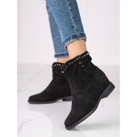 Stivali da donna in suede con zeppa Shelovet nero 2