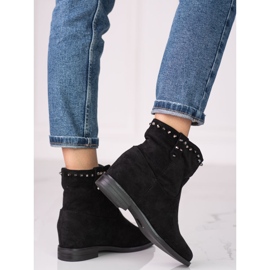 Stivali da donna in suede con zeppa Shelovet nero 1