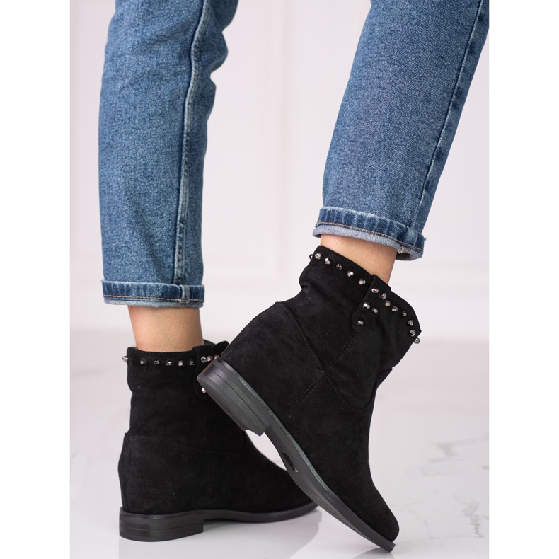 Stivali da donna in suede con zeppa Shelovet nero 1