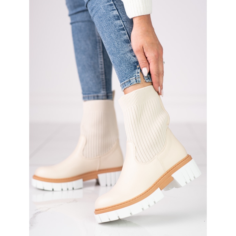 Stivali da donna Shelovet beige con tomaia flessibile 1
