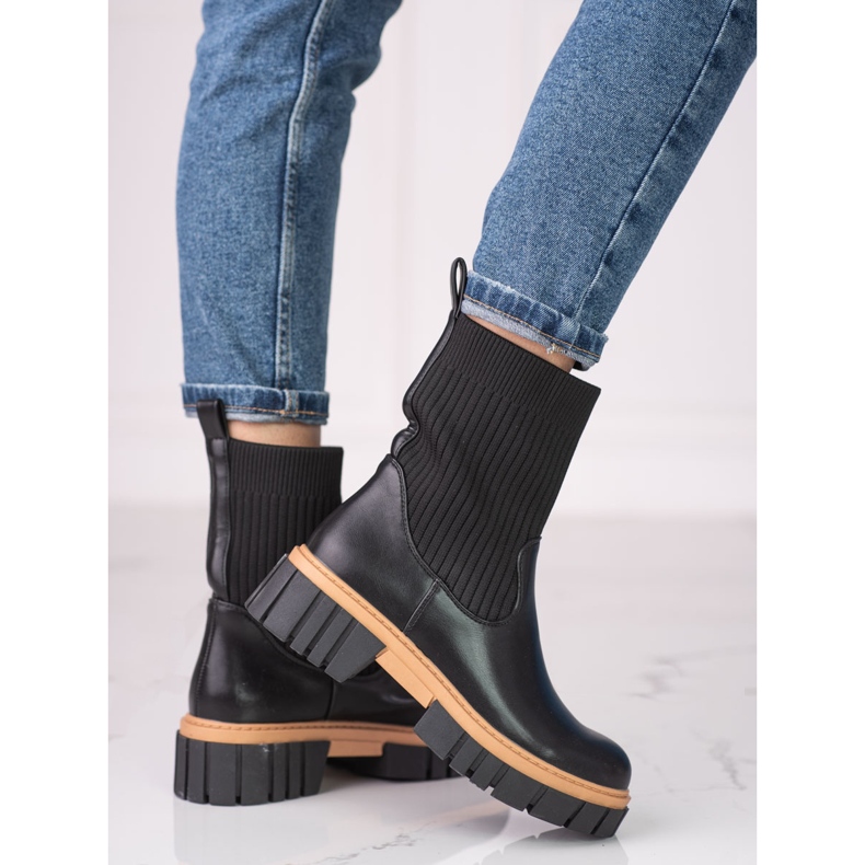 Stivali neri da donna Shelovet con tomaia flessibile nero 1