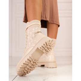 Abbigliamento da lavoro stringato beige da donna con tomaia flessibile Shelovet 1