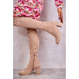 FE1 Stivali classici Clarissa in pelle scamosciata beige marrone 2
