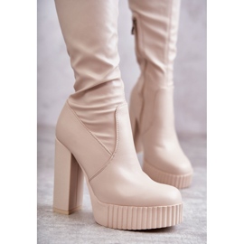 Stivali Alti In Pelle Sulla Piattaforma Beige Katrina 2