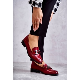 Vinceza Mocassini alla moda in pelle trigono bordeaux rosso 2