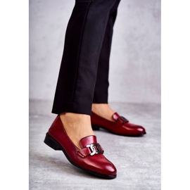 Vinceza Mocassini alla moda in pelle trigono bordeaux rosso 1