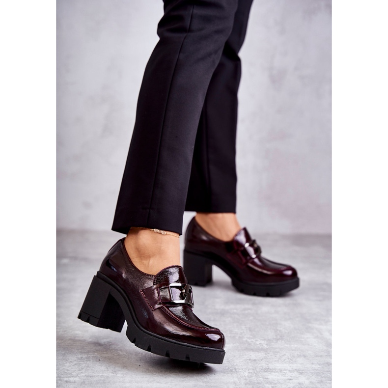 PL5 Scarpe eleganti su colonna con decoro argento, Harmell bordeaux rosso 1