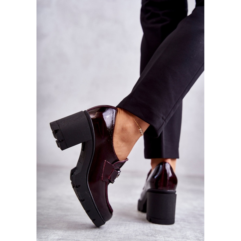 PL5 Scarpe eleganti su colonna con decoro argento, Harmell bordeaux rosso 2