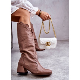 PA2 Stivali al ginocchio in pelle Andreia beige scuro marrone 2