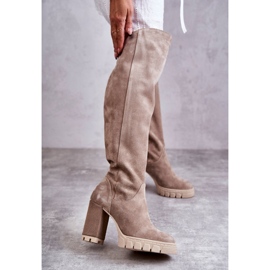 PA2 Stivali alti da donna in pelle scamosciata beige Georgette 1