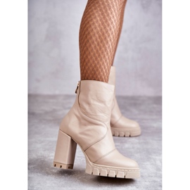 Stivali Di Pelle Sul Tacco Alto Beige Elia 2