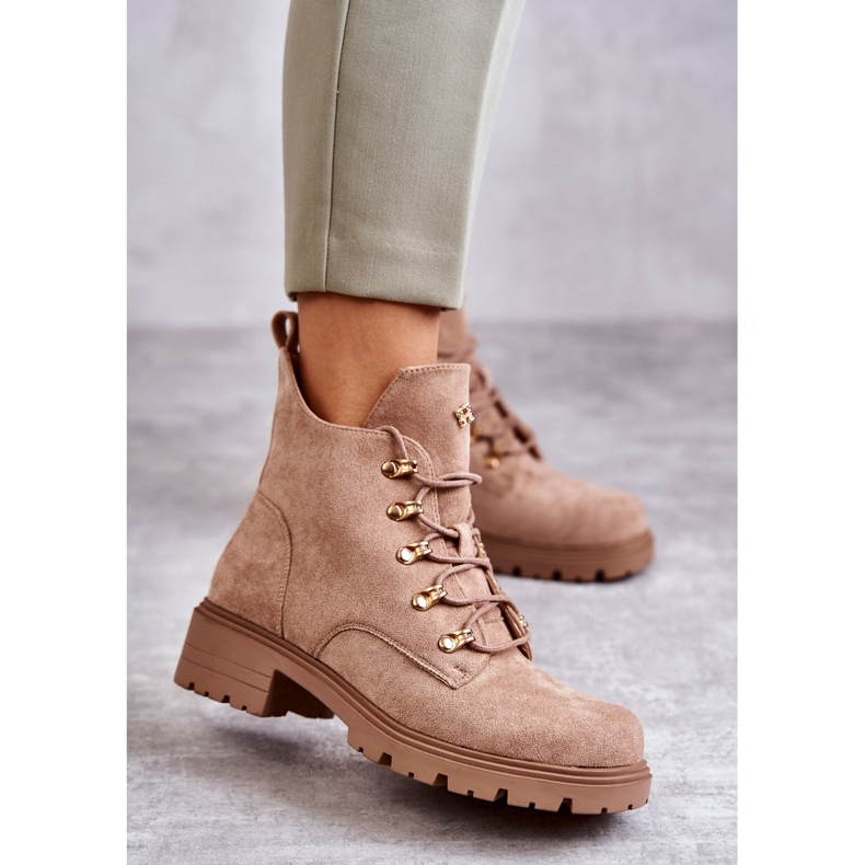 S.Barski Stivali classici da donna in pelle scamosciata beige Telma 1
