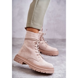 S.Barski Stivali in camoscio da donna legati Beige Afra 1