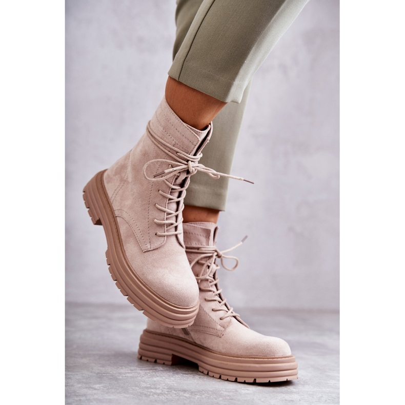 S.Barski Stivali in camoscio da donna legati Beige Afra 2