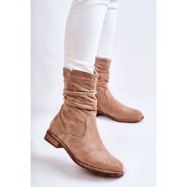 S.Barski Stivali da donna in camoscio stropicciato Beige Joanne 1