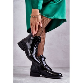 S.Barski Stivali laccati classici Stivali Jodhpur da donna Bello nero 1