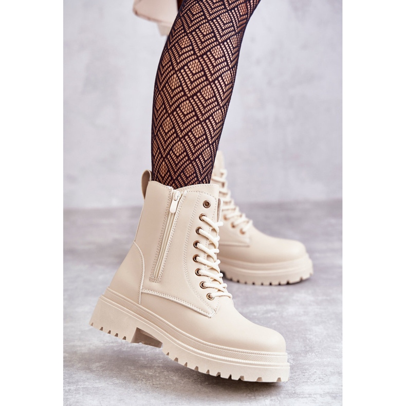 Stivali da donna in pelle calda Dorchen beige chiaro 1