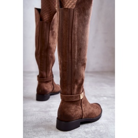 Vinceza Stivali da donna in pelle scamosciata con tacco piatto Beige Henrike marrone 2