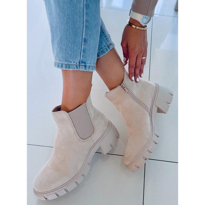 Stivaletti Chelsea da donna Aime Beige Suede 2