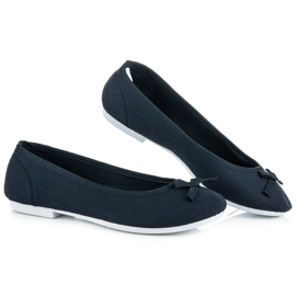 New Age Ballerine sportive con fiocco blu navy 1