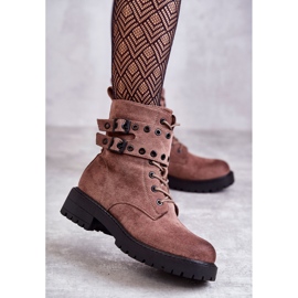 Stivali da donna in pelle scamosciata marrone chiaro argento 1