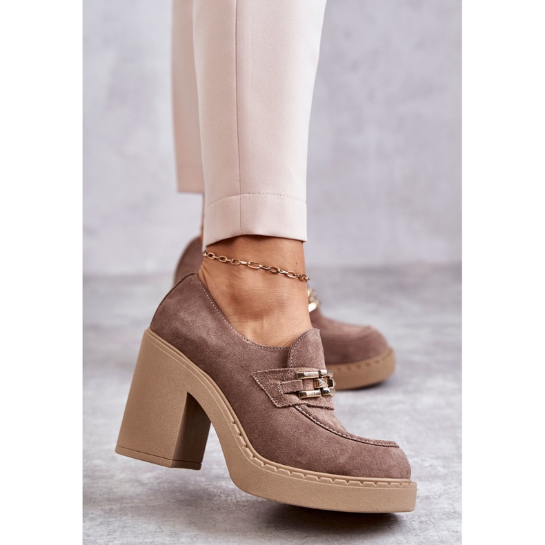 PL5 Scarpe scamosciate su un massiccio palo Beige Jaime 1