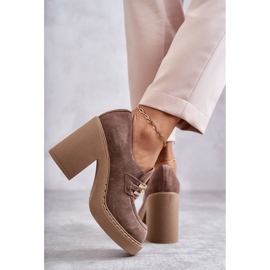 PL5 Scarpe scamosciate su un massiccio palo Beige Jaime 2