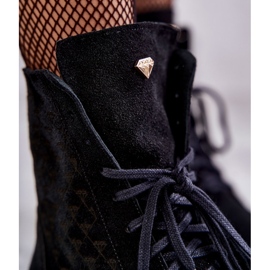 Stivali stringati in camoscio Nicole 2751 Nero 2