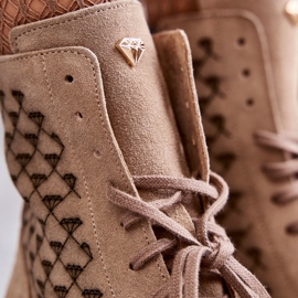 Stivali stringati in camoscio Nicole 2751 Beige 2