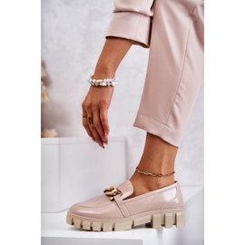 Sergio Leone Mocassini Laccati Sulla Piattaforma Inger Beige 2