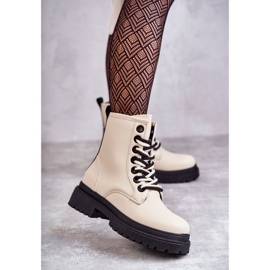 Stivali in pelle da donna Workers Beige chiaro Denila 1