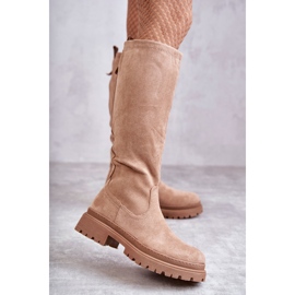 PE1 Stivali caldi al ginocchio da donna Beige Helma 1
