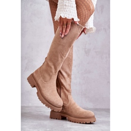 PE1 Stivali caldi al ginocchio da donna Beige Helma 2
