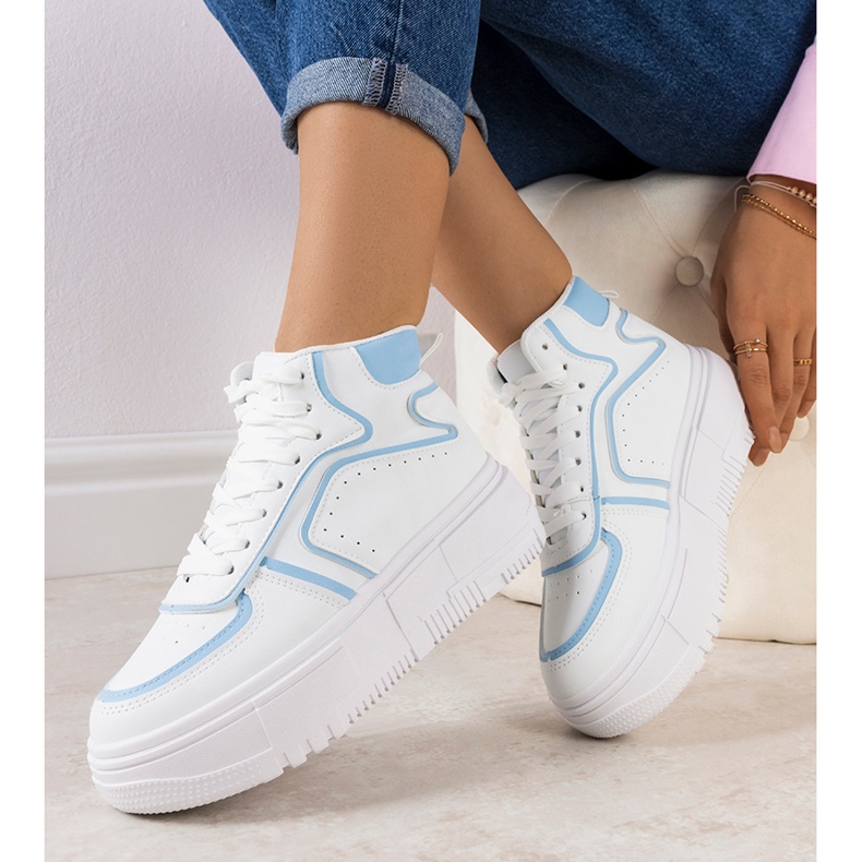 Sneakers alla caviglia Zetta bianche e blu bianca 1
